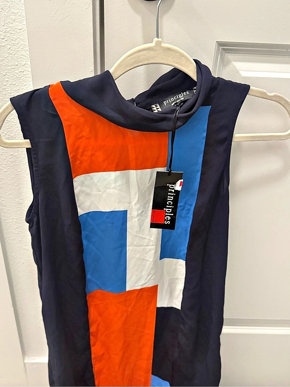 Principles Color Block Tank Top in Blue & Orange NWT